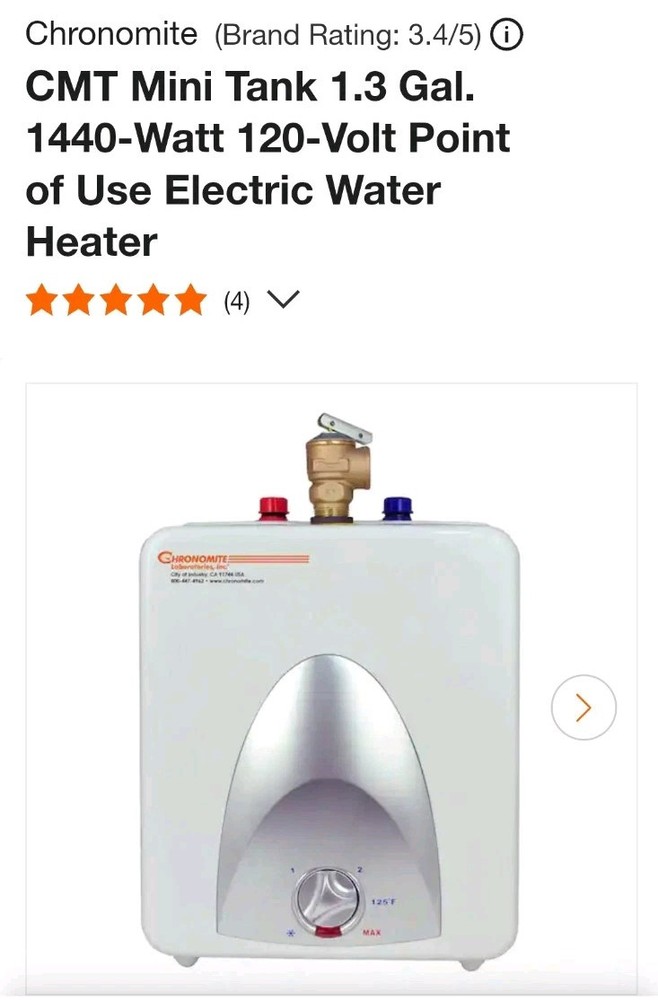 Chronomite CMT-2.5 CMT Series Mini Tank Water Heater 2.5 Gallon, NEW!