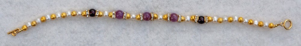 * RUBY BRACELET *  Ruby, Garnet, Pearl & Crystal Handmade Bracelet