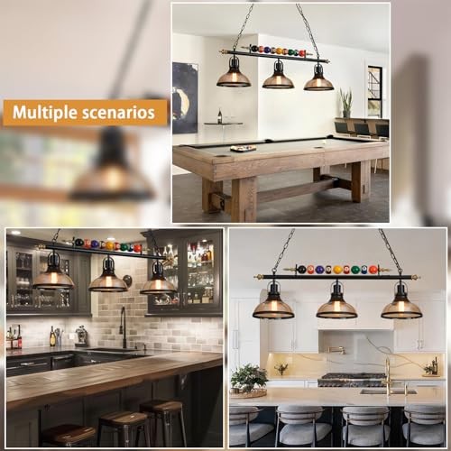 7'-8' Hanging Pool Table Light Billiard Pendant Light Adjustable Light, Retro