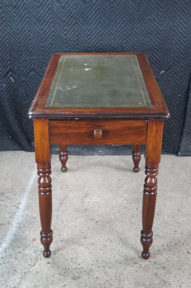 Antique Victorian William IV Mahogany Tooled Leather Writing Table Desk Console