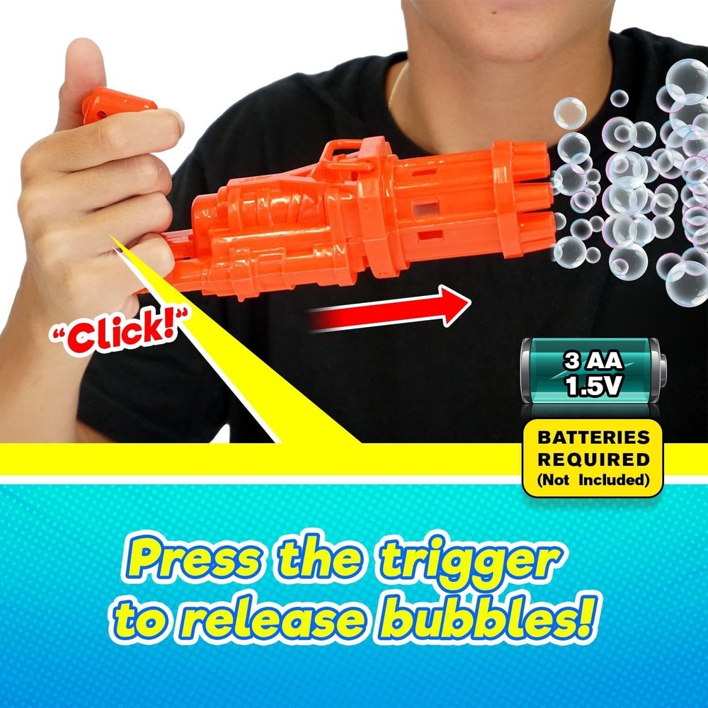 JA-RU Blitz Bubble Blaster Machine Gun (1 Bubble Gun) w/Bubble Tray & Soap...