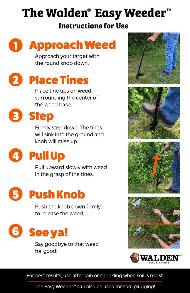 Weed Hound Stand Up Weed Puller 36" - Upright Dandelion Root Remover Tool wit...