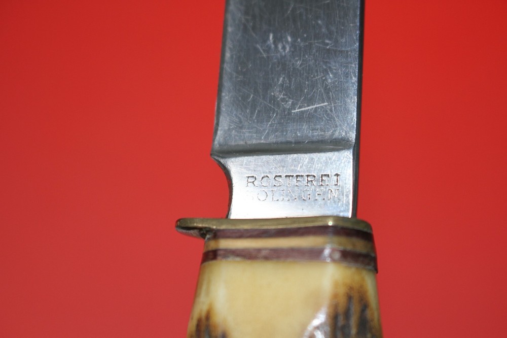 Vintage Interesting German Hunting Knife Engraved Handle. SOLINGEN.