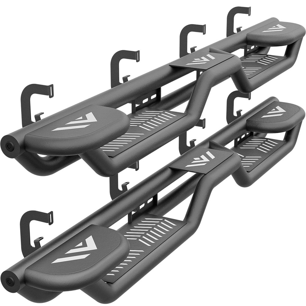 Three Raised Steps Crew Cab Running Boards Compatible for 2007-2018 Chevy