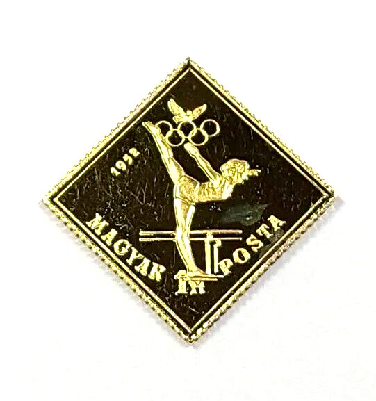 Sterling Silver Gold Plated Hungary Olympic Stamp Style Tiny Ingot