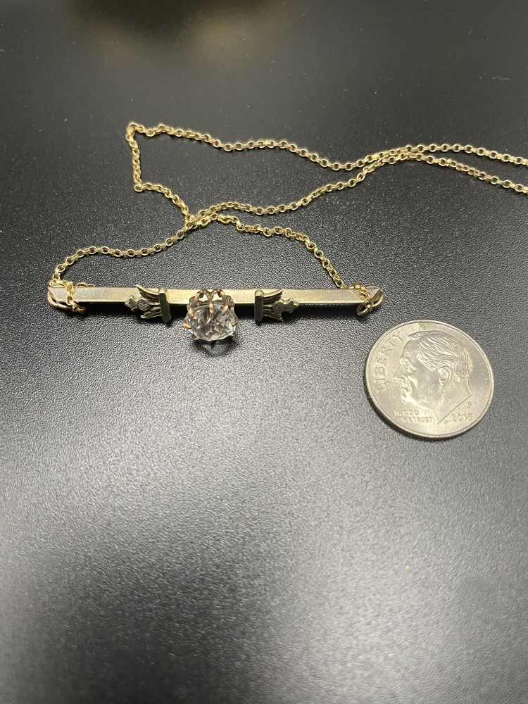 Antique Paste Rhinestone Pin Conversion Necklace