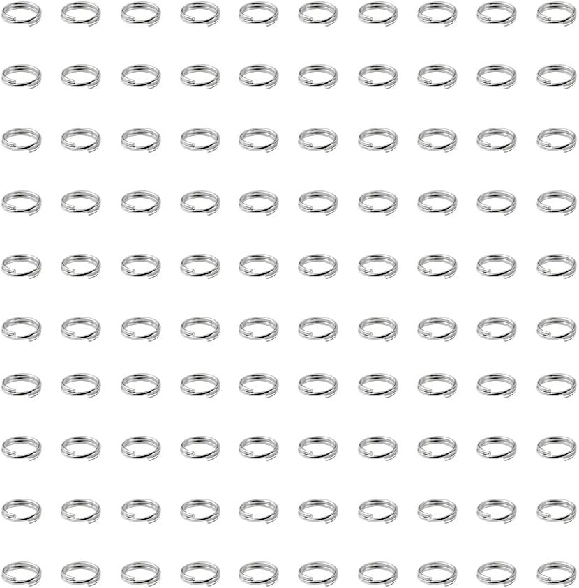 100Pcs Small Key Rings Mini Keyring Split for Steel color