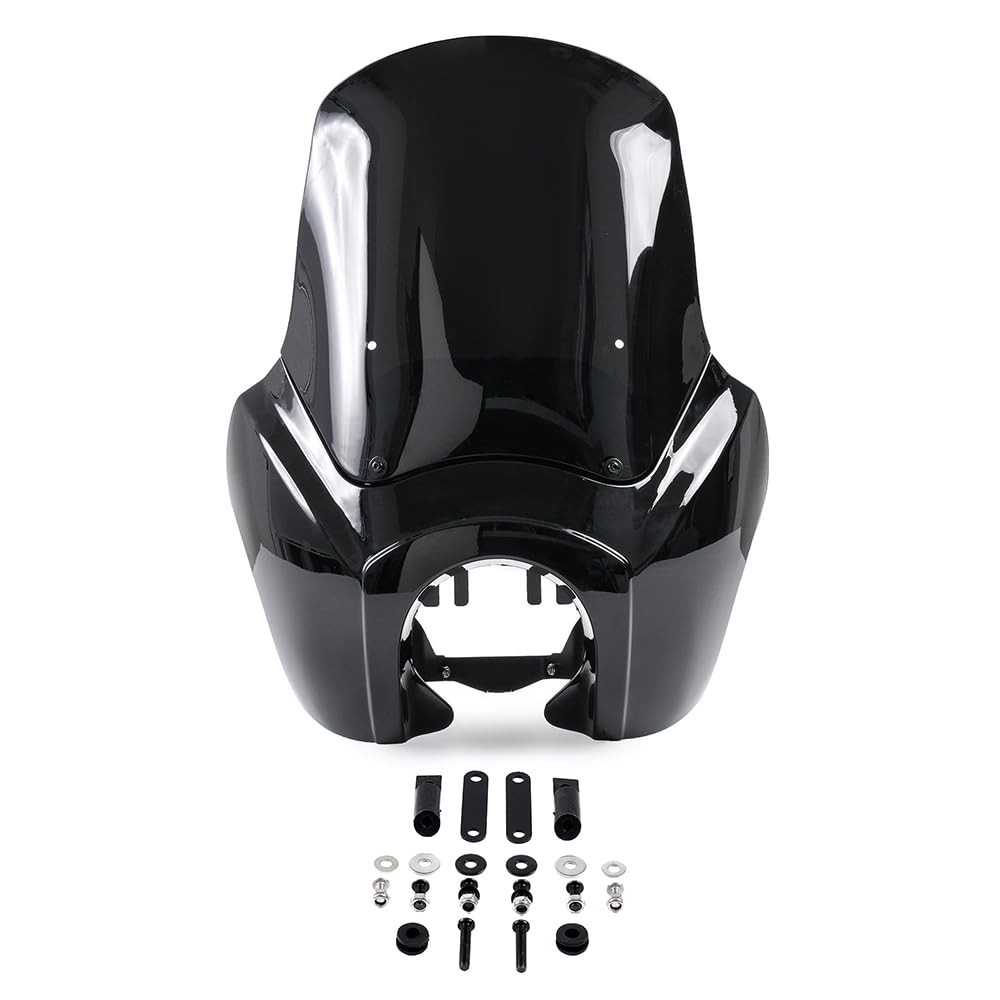 Gloss Black Front Headlight Fairing Cover with Black Windshield Windscreen