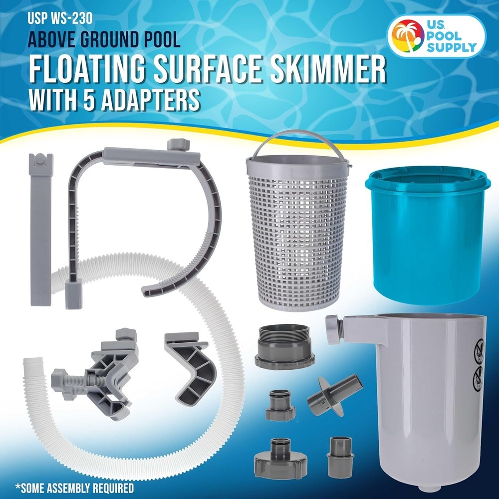 Automatic Pool Surface Skimmer with Strainer Basket - Low Maintenance Solution