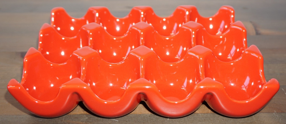 Rachel Ray Ceramic Egg Holder For 12 Eggs Deviled Eggs Sittin' Pretty Red