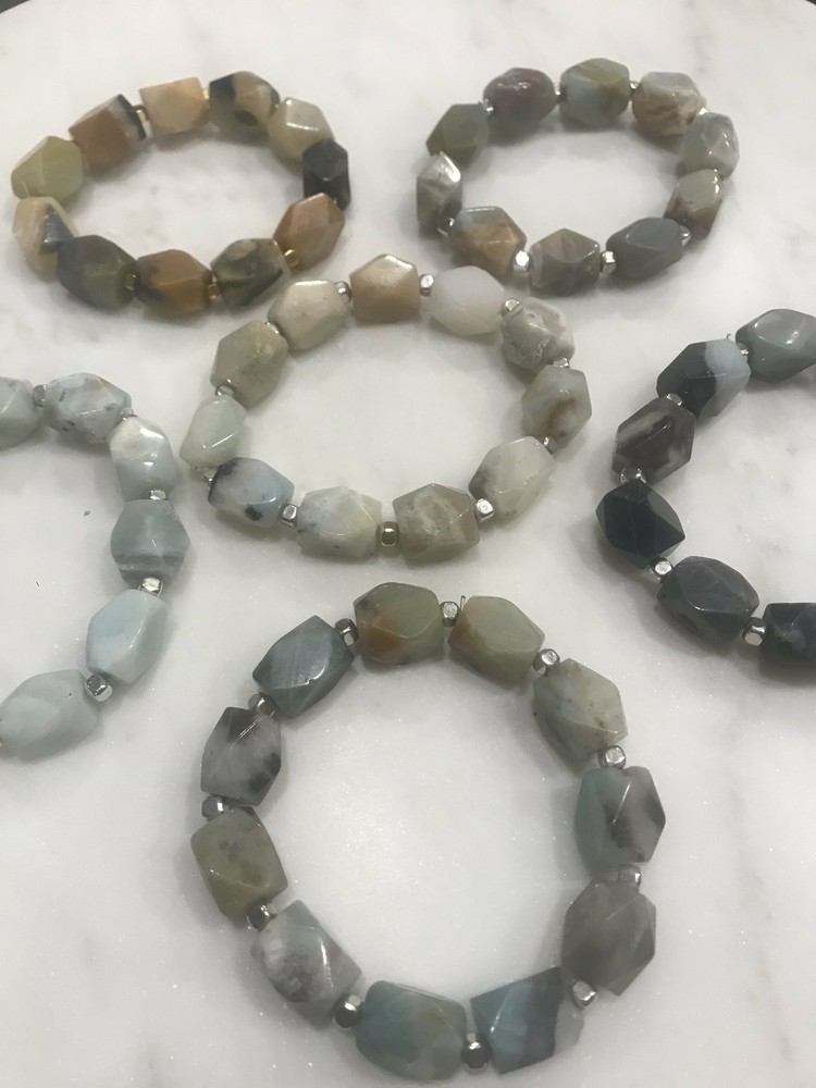 Amazonite barrel bead bracelet