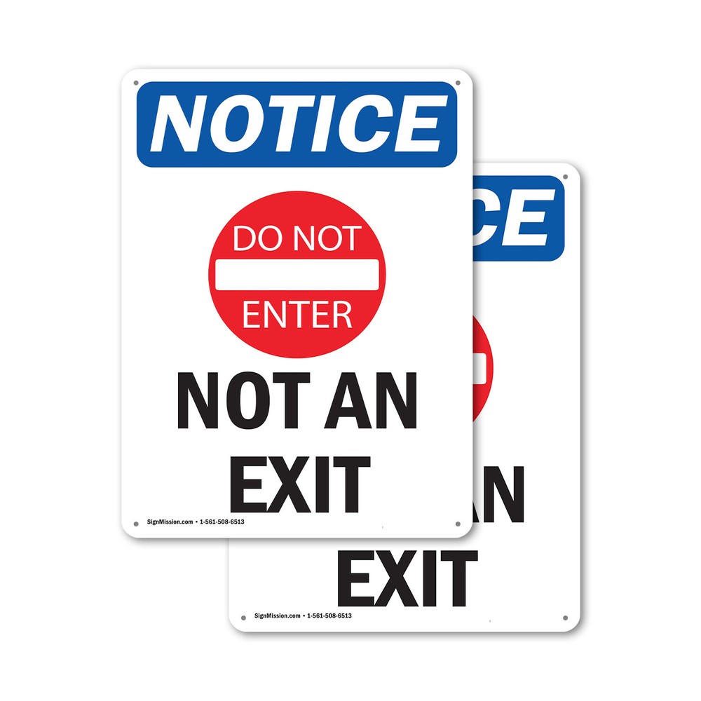 (2 Pack) Not An Exit OSHA Notice Sign Decal Metal Plastic