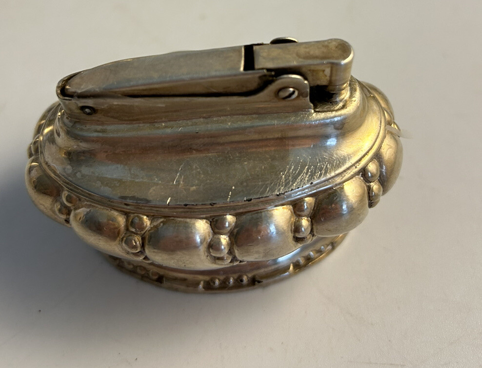 Crown For Ronson Table Lighter Mid-Century Modern Oval Silver Tone Vtg