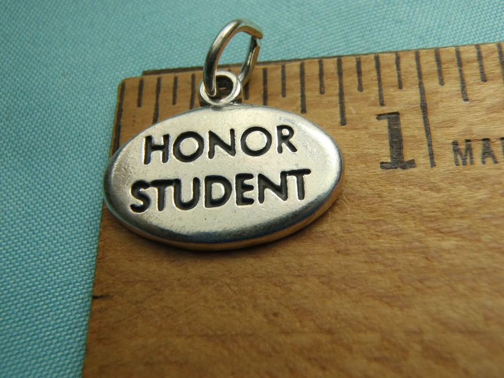 Sterling Silver 19x15mm solid School Solid Oval Honor Student Charm Made IN USA