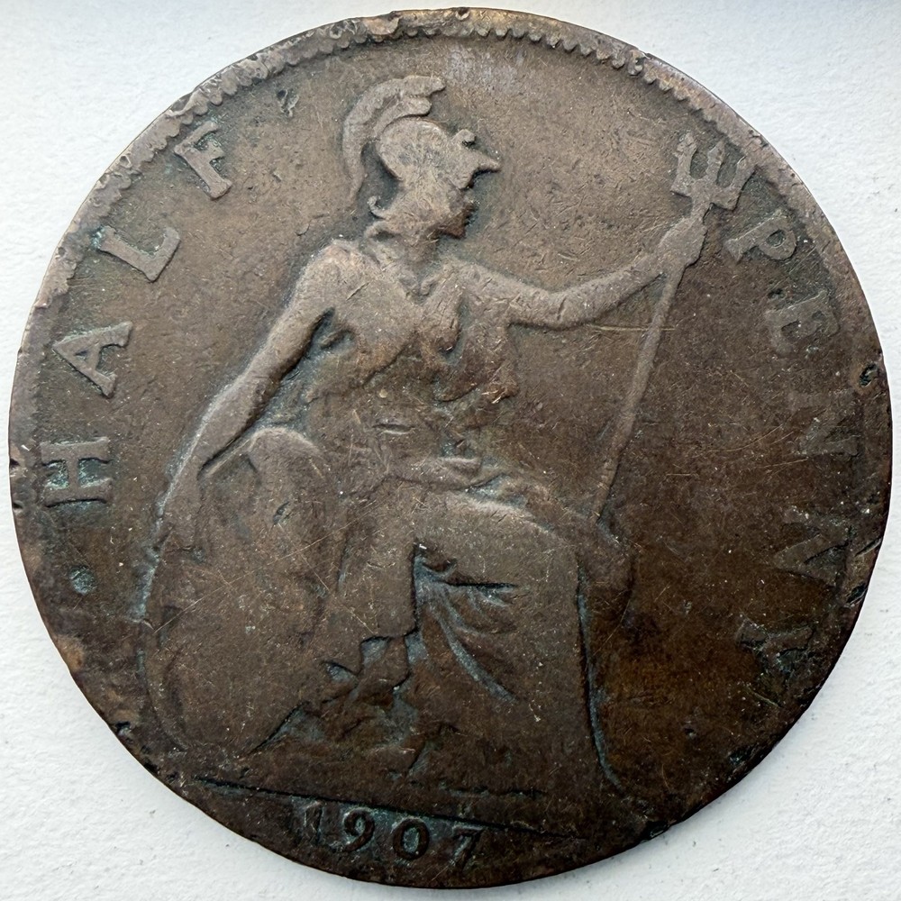 1907 Great Britain Half Penny Bronze