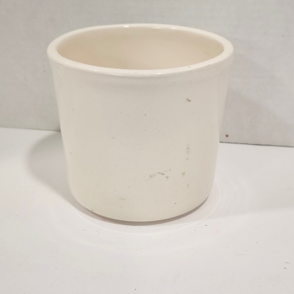 Cream Ceramic Pot With Green Tree Design Small Planter Holder