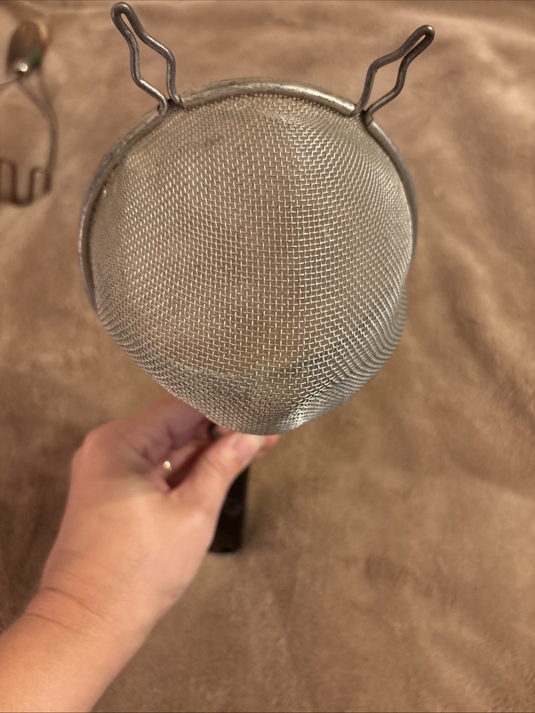 Vintage Wire Mesh Strainer Sifter Black Handle 12”