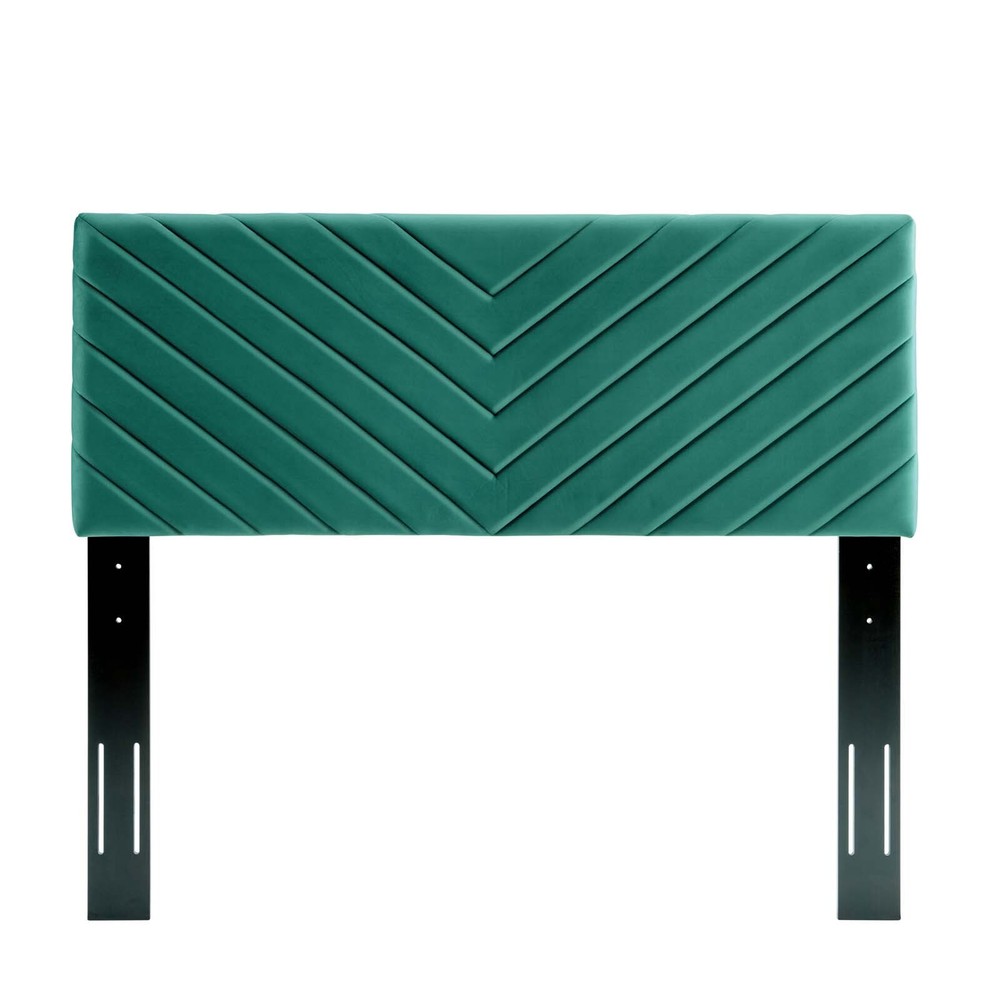 Modway Alyson Angular Channel Tufted Performance Velvet Twin Headboard in Teal
