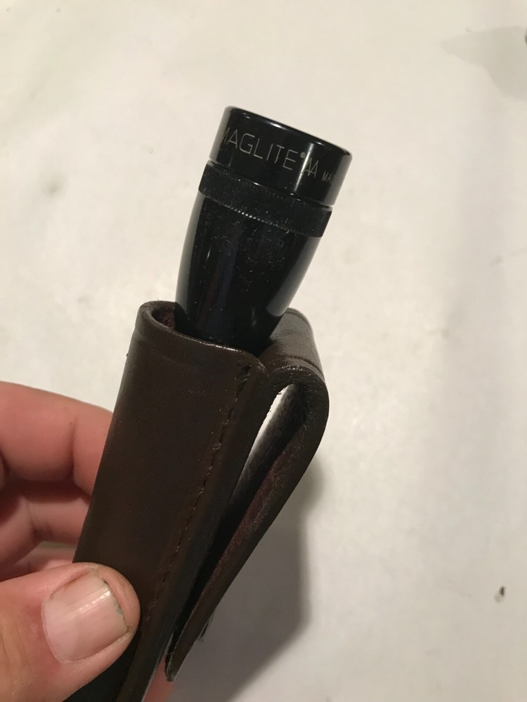 Dark Brown Belt Pouch for Mini Maglite