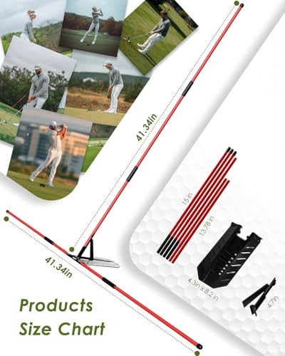 Golf Alignment Sticks - Foldable Golf Training Aid Golf Swing Training Aid Red