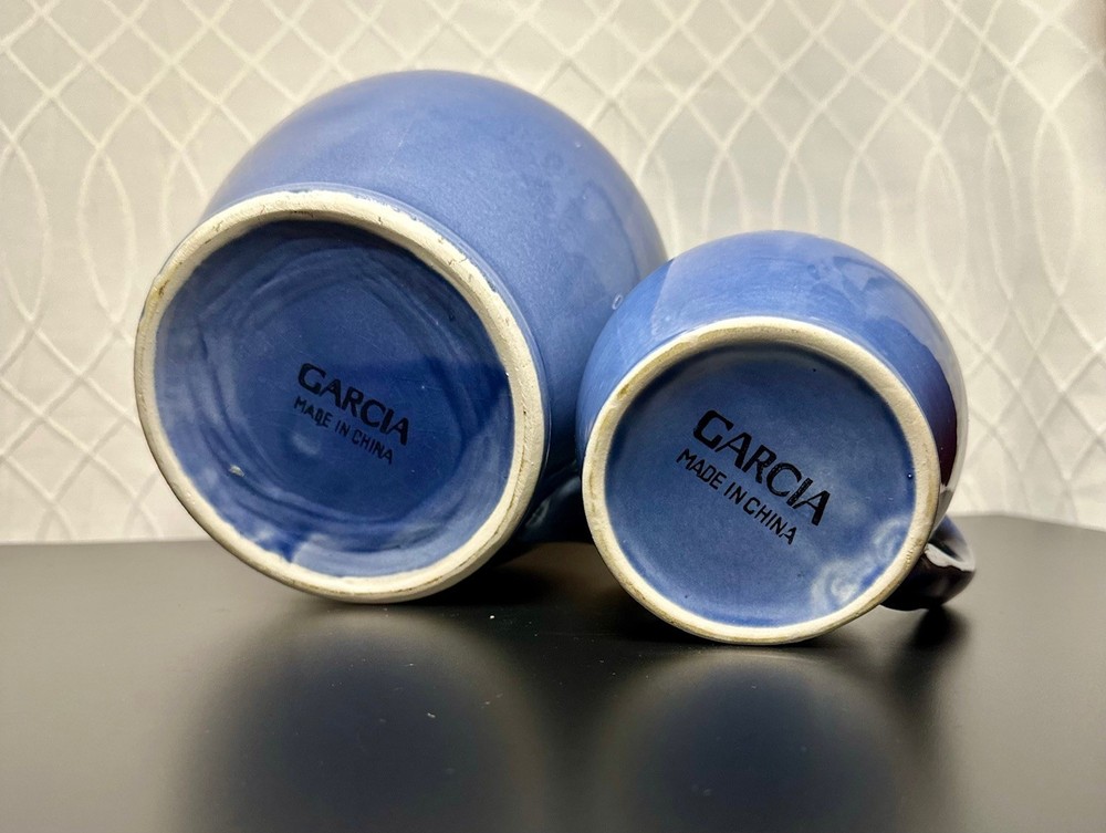 Garcia Blue Ceramic Pitcher & Creamer Set – Pottery Kitchenware