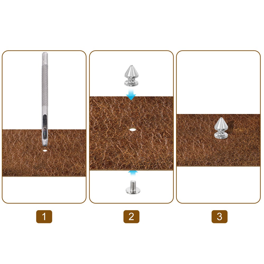 20Sets Cone Spike Stud Rivet, 8x12mm Tree Studs and Spikes (Light Purple)