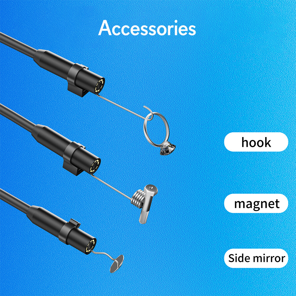 8 LED Light Borescope Endoscope Snake Inspection Camera IP68 for iPhone iPad