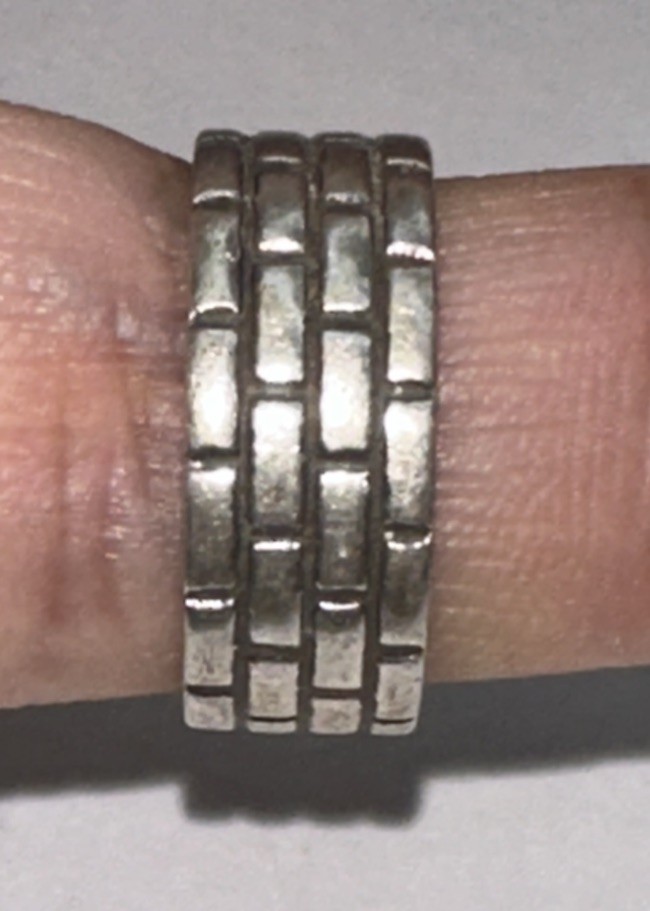 925 Sterling Silver Brick Wall Band Design Ring