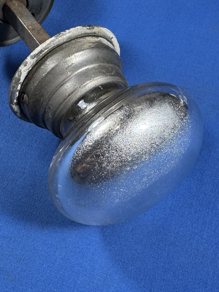 C.1920 Mercury Glass Door Knobs, No cracks, Cool Distressed Reverse Surface