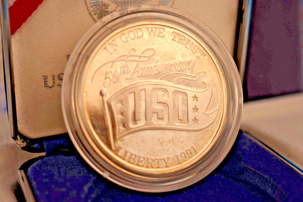 1991-S USO Silver Dollar Proof 50th Anniv w/ Box & COA