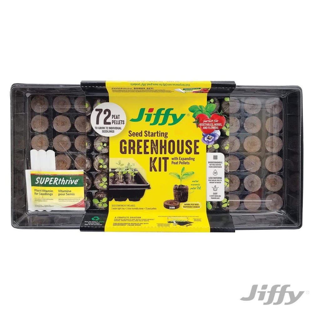 72 Cell Greenhouse Seed Starter Kit with 36mm Peat Pellets
