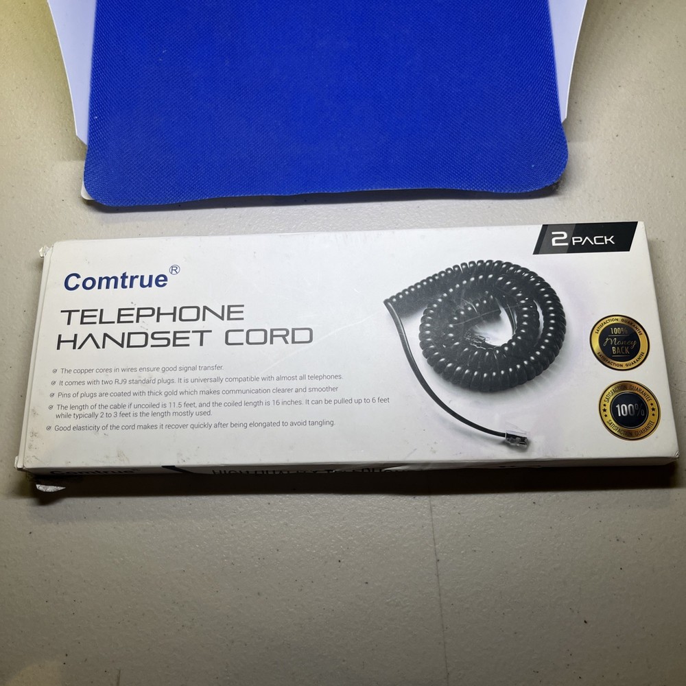 Comtrue Telephone Handset Cord 2-Pack X001SCCT3B New Damage Box