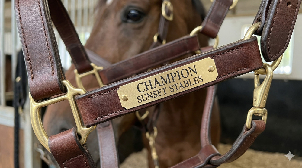 Custom Engraved Heavy Brass Halter Plate