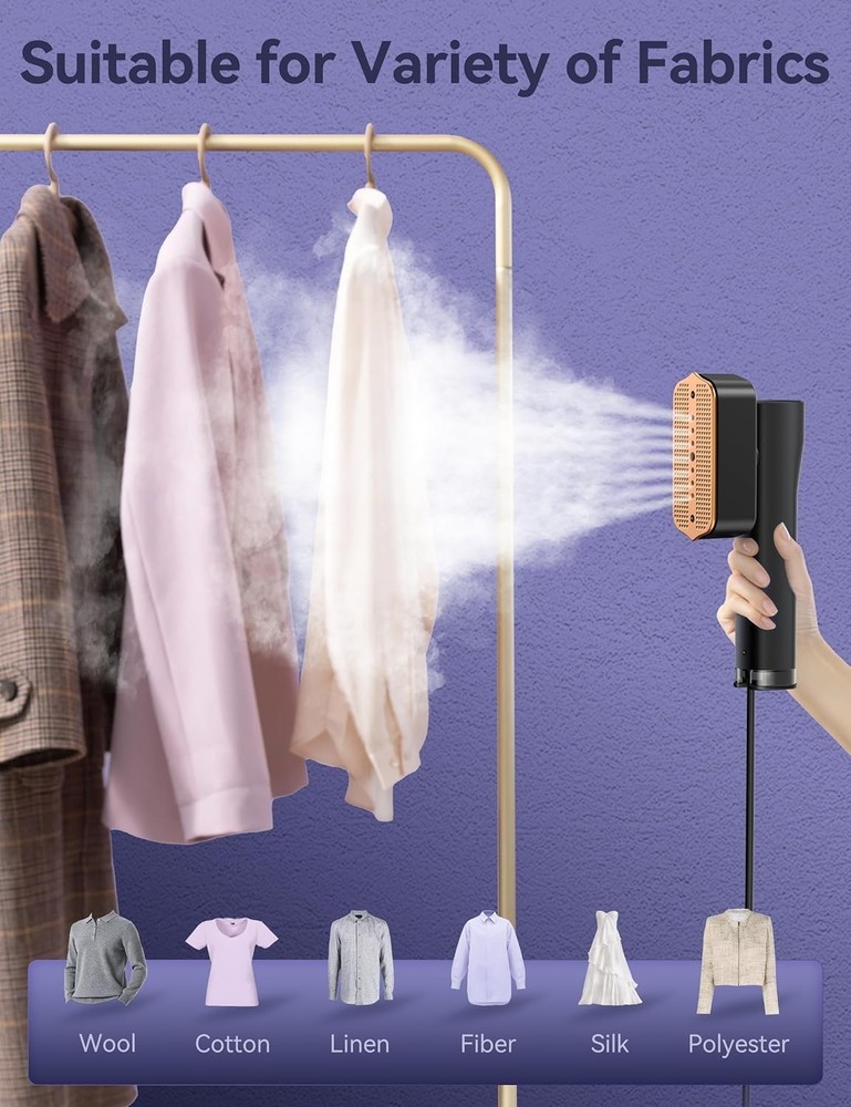 Efficient 2-in-1 Handheld Steamer & Iron with 25-Minute Continuous Steam