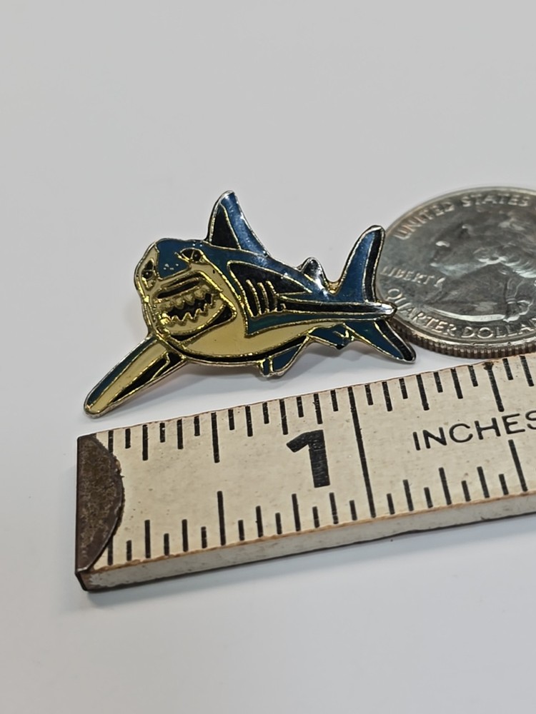 Blue Shark With Big Teeth Lapel Pin