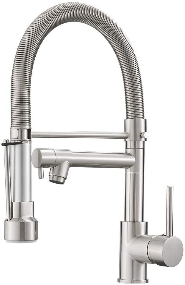 Commercial Style Kitchen Faucet with Pull Down Sprayer