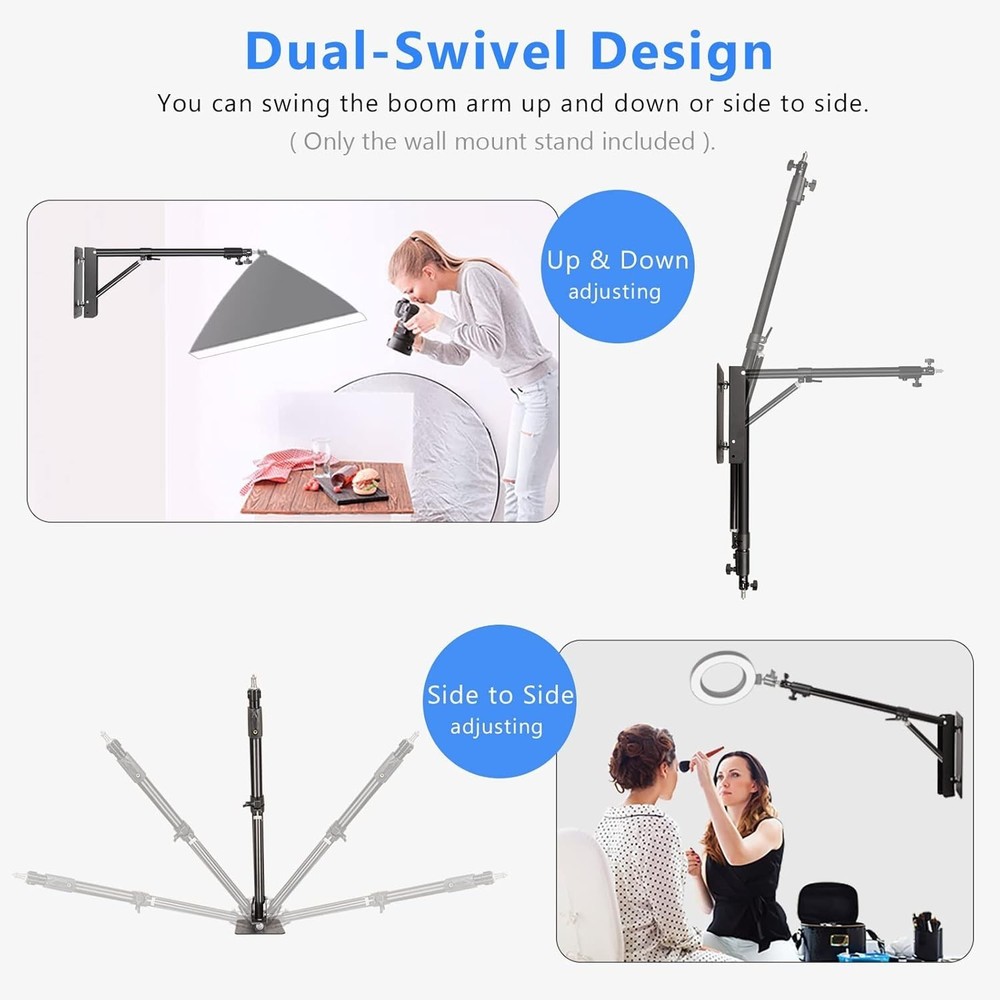 Ring Light Wall Mount with Triangle Base, 51Inch/130Cm Length Adjustable Support