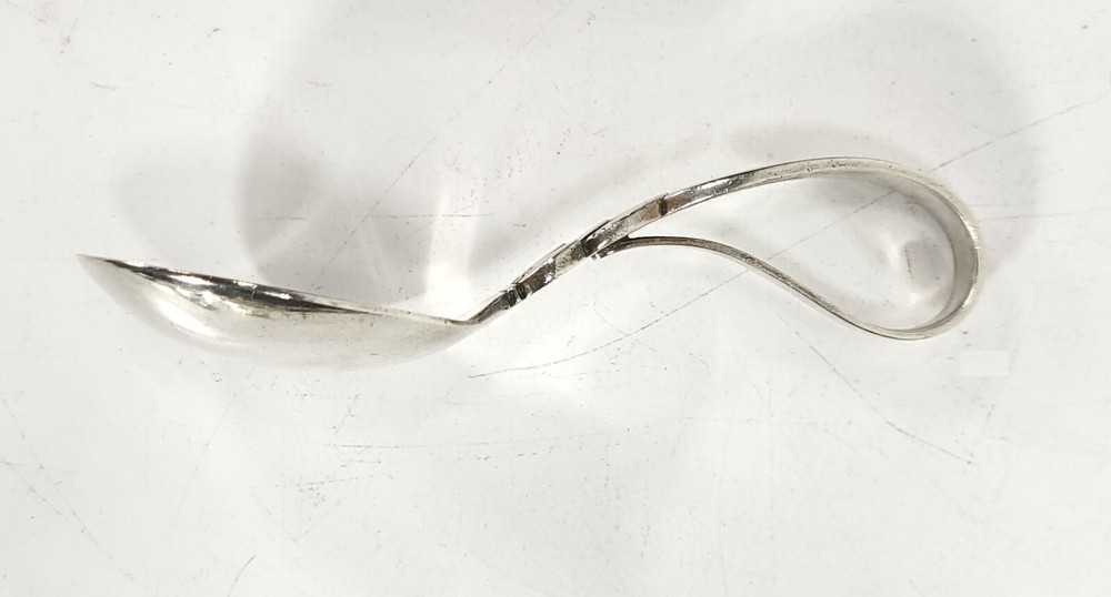 Georg Jensen Sterling Silver Baby Spoon Loop End - "Cactus" Pattern