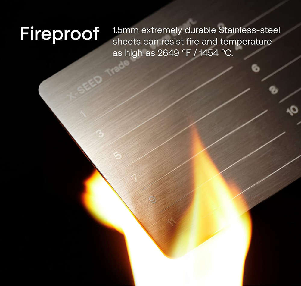 Secux – XSEED - Secure Bitcoin Wallet Crypto Seed Storage Steel Plate - Compatib