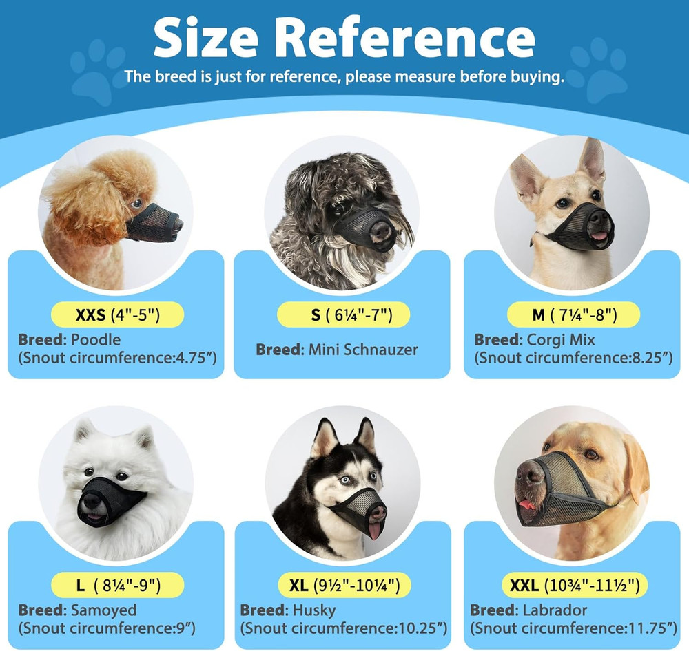 Dog Muzzle Suits for Small Medium Large Dogs, Mesh Muzzle anti Biting Chewing, B