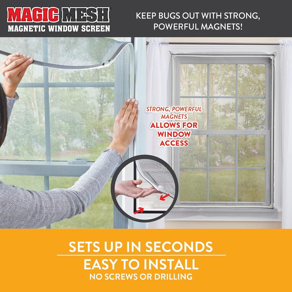 New Magic Mesh Magnetic Window Screen Replacement Screen Mesh DIY