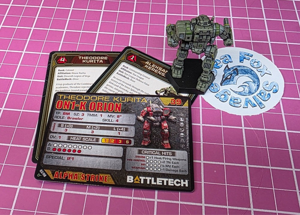 BattleTech Prepaint Orion Mech -- Star League Command Lance + Cards
