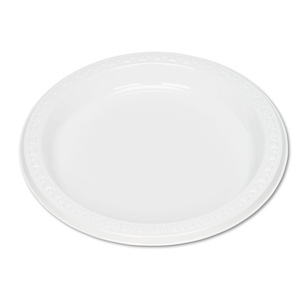 Tablemate 7644WH 7" Diameter Plastic Dinnerware Plates - White (125/PK) New