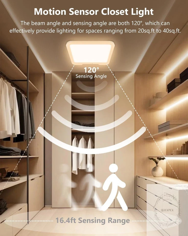 Rechargeable Motion Sensor Ceiling Light with Remote, Dimmable Magnetic Mount