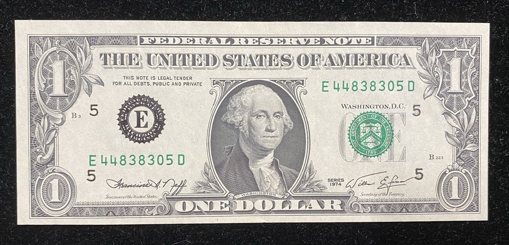 1974 $1 Richmond District Seal Over Inked Error Note