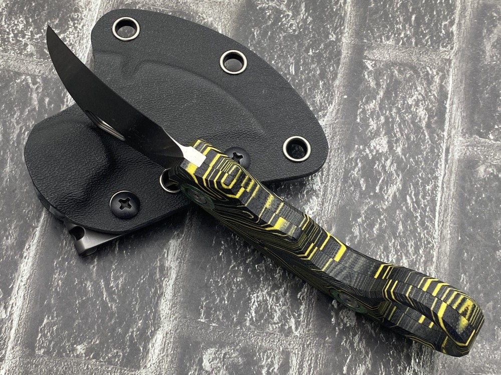 TwoSun TS612-D2-Black G10 Handle Micro Fixed Blade Kydex Belt Sheath Knife