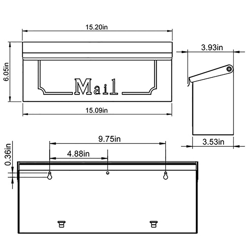 ARCHITECTURAL MAILBOXES Townhouse Galvanized Steel, Wall-Mount Small, Black