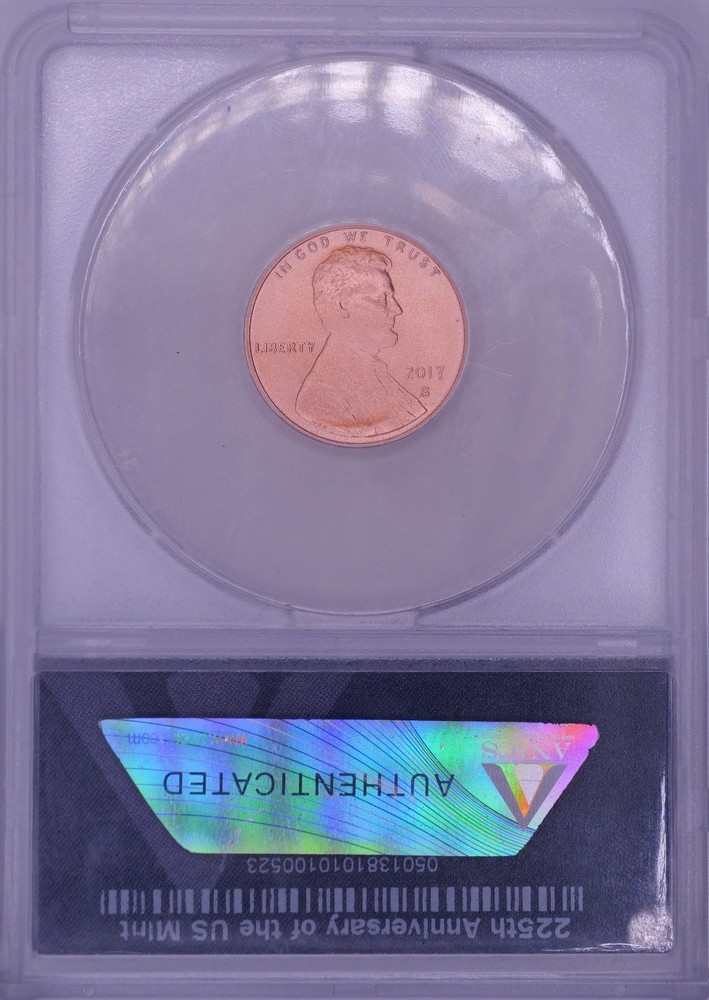 2017-S Lincoln Shield Cent Enhanced Finish - ANACS Enhanced Uncirculated 70