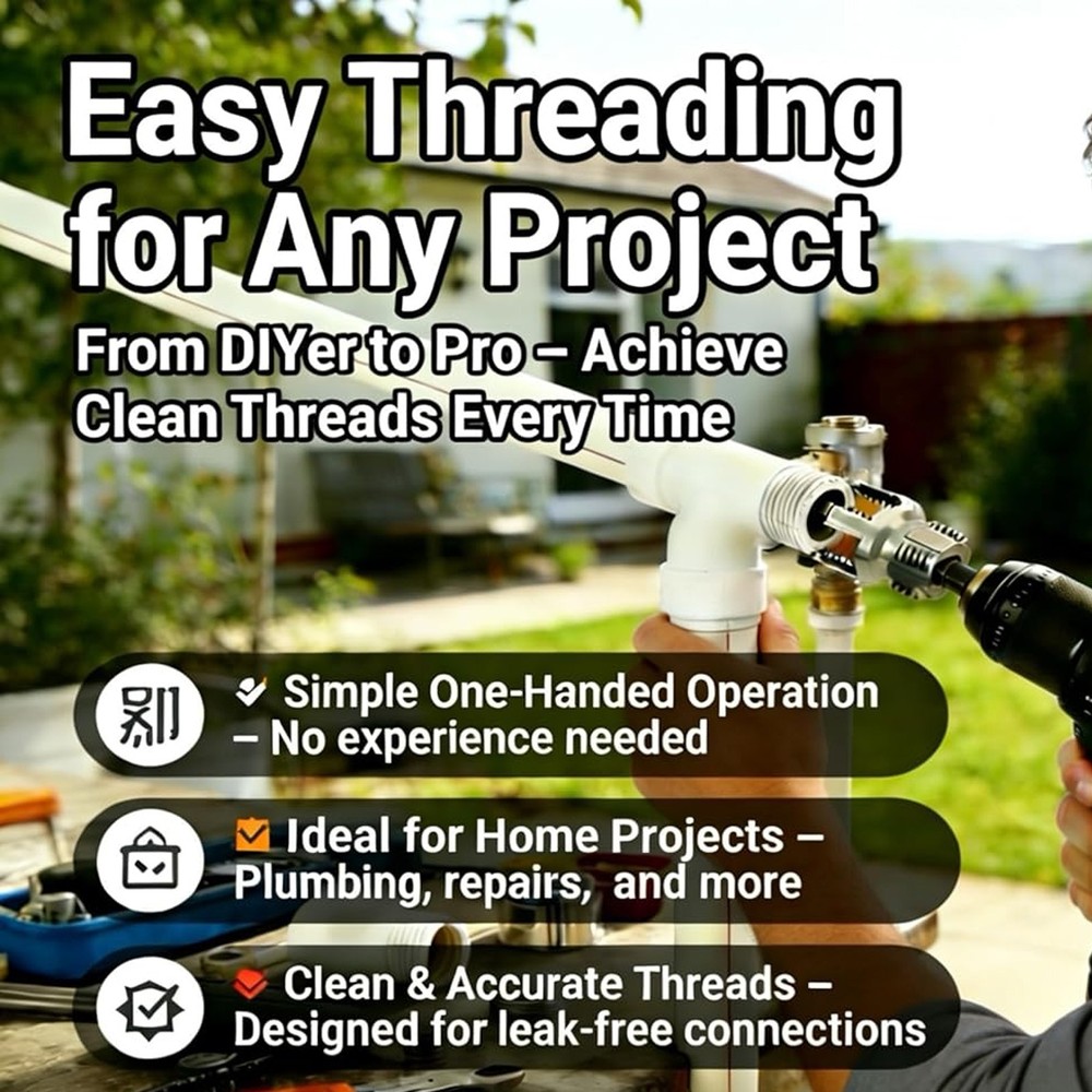 2PCS Internal & External Pipe Threading Tool for 1/2"& 3/4" PVC/Plastic Pipes