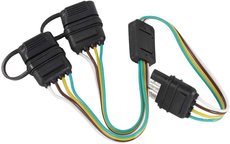 Universal 4-Way Flat Y-Splitter Plug for Tailgate Light Bars & Trailer
